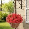 Lifewit Artificial Flowers for Outdoors, 12 Bundles Plastic Fake Flowers Daisy for Home Garden Decor, Faux Plants for Spring Summer Porch, Window Box, Vase Decoration(4 Mix Color)(Red)