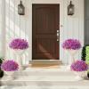 Lifewit Artificial Flowers for Outdoors, 24 Bundles Plastic Fake Flowers Daisy for Home Garden Decor, Faux Plants for Spring Summer Porch, Window Box, Vase Decoration(6 Mix Color)(Fuchsia & Purple)