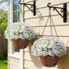 Lifewit Artificial Flowers for Outdoors, 24 Bundles Plastic Fake Flowers Daisy for Home Garden Decor, Faux Plants for Spring Summer Porch, Window Box, Vase Decoration(6 Mix Color)(White)