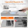 Lifewit Magnetic Drawer Knife Organizers Insert, Kitchen Plastic In Drawer Knife Block Slots, Steak Chefs Knives Holder Storage Sets for 12 Knives and 1 Sharpening Steel, Large, Gray(Gray)