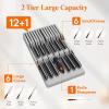 Lifewit Magnetic Drawer Knife Organizers Insert, Kitchen Plastic In Drawer Knife Block Slots, Steak Chefs Knives Holder Storage Sets for 12 Knives and 1 Sharpening Steel, Large, Gray(Gray)