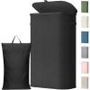 Lifewit 65L Slim Laundry Basket with Lid, Narrow Large Laundry Hamper with Plastic Handles and Removable Bag, Tall Foldable Dirty Clothes Hampers for Laundry Room, Bedroom, Bathroom, Dorm, Pink(Black)