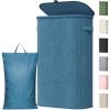 Lifewit 65L Slim Laundry Basket with Lid, Narrow Large Laundry Hamper with Plastic Handles and Removable Bag, Tall Foldable Dirty Clothes Hampers for Laundry Room, Bedroom, Bathroom, Dorm, Pink(Dark Blue)