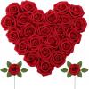 Lifewit Artificial Flowers, 25 Pcs Ivory Foam Real Looking Roses with Stems, Fake Roses for DIY Wedding Bouquets, Centerpieces Arrangements, Valentine Decorations(Dark Red)