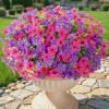 Lifewit Artificial Flowers for Outdoors, 12 Bundles Plastic Fake Flowers Daisy for Home Garden Decor, Faux Plants for Spring Summer Porch, Window Box, Vase Decoration(4 Mix Color)(Fuchsia & Purple)