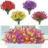 Lifewit Artificial Flowers for Outdoors, 24 Bundles Plastic Fake Flowers Daisy for Home Garden Decor, Faux Plants for Spring Summer Porch, Window Box, Vase Decoration(6 Mix Color)(4 Mix Color(fuchsia Purple Yellow Red))