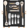 Lifewit Silverware Drawer Organizer, Expandable Utensil Tray for Kitchen, BPA Free Flatware and Cutlery Holder, Adjustable Plastic Storage for Spoons Forks Knives, 4-7 Slots, Black(M(8.9-14.3″W x 11.3-19.4″D))