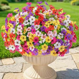 Lifewit Artificial Flowers for Outdoors, 12 Bundles Plastic Fake Flowers Daisy for Home Garden Decor, Faux Plants for Spring Summer Porch, Window Box, Vase Decoration(4 Mix Color)(6 Mix Color)