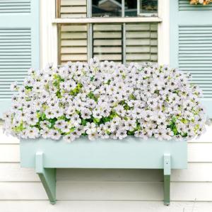 Lifewit Artificial Flowers for Outdoors, 24 Bundles Plastic Fake Flowers Daisy for Home Garden Decor, Faux Plants for Spring Summer Porch, Window Box, Vase Decoration(6 Mix Color)(White)