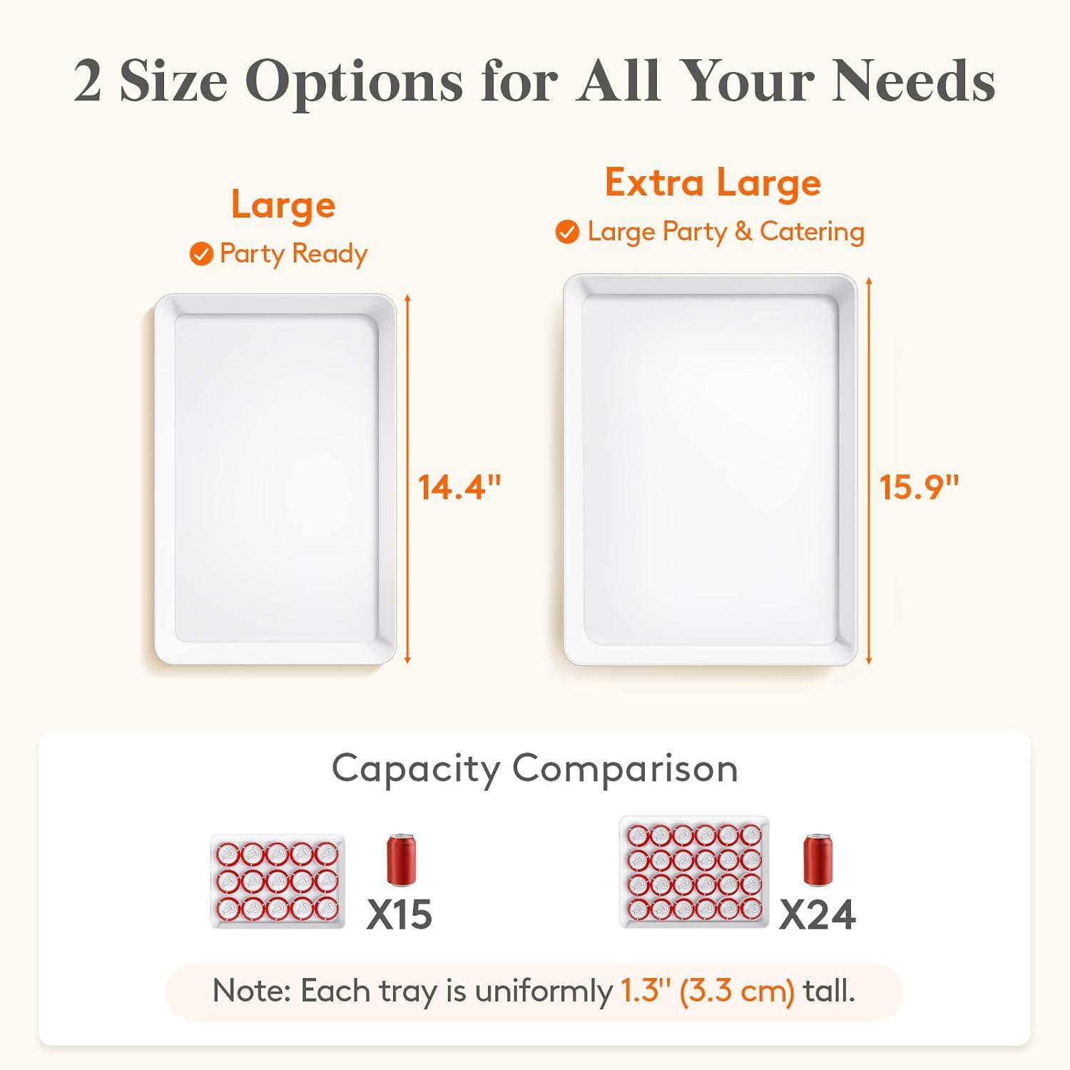 imageLifewit Extra Large Plastic Serving Trays 16 x 12 Reusable Food Serving Platters White Catering Trays for Parties Buffet Snacks Fruit Appetizers amp Charcuterie BPAFree Set of 44