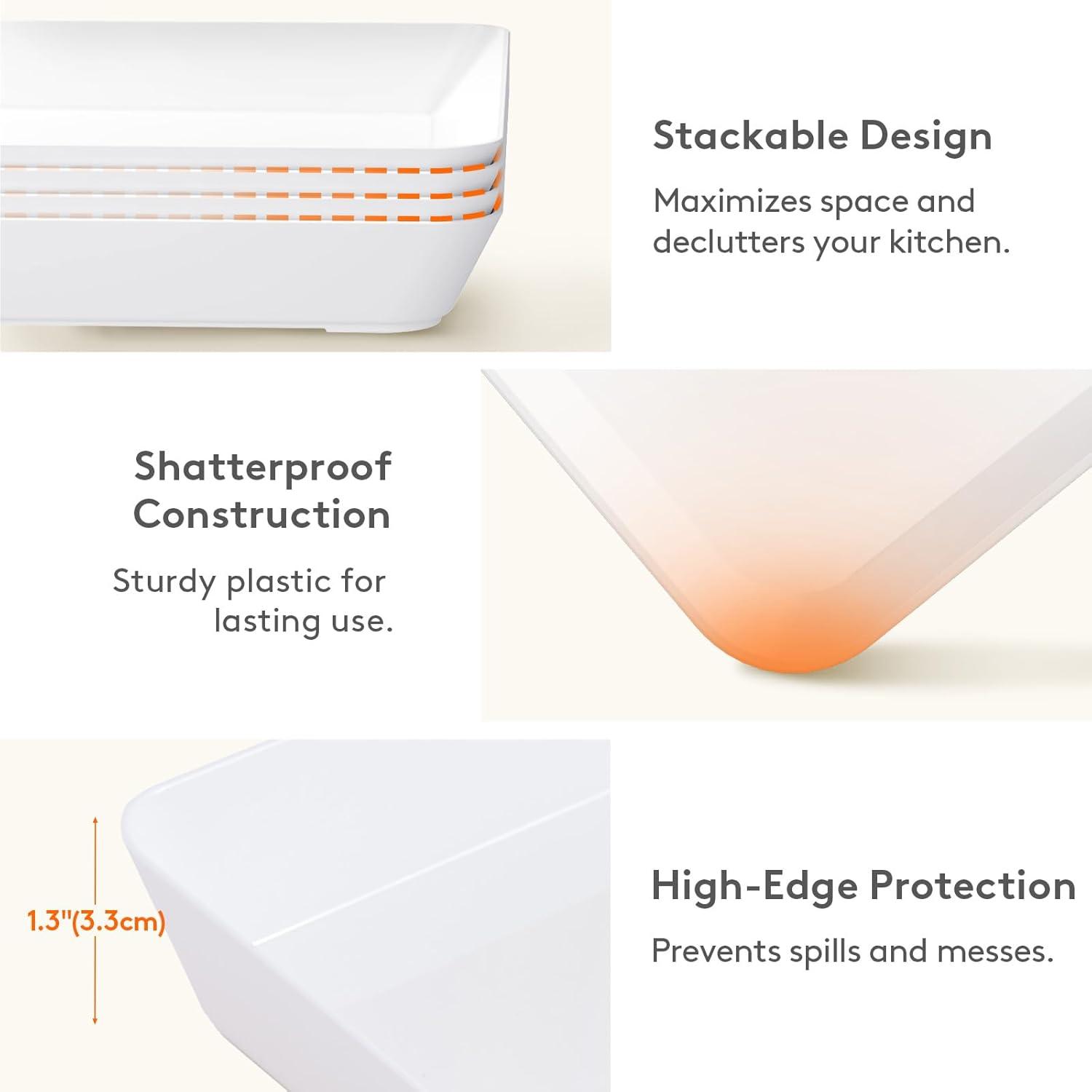 imageLifewit Extra Large Plastic Serving Trays 16 x 12 Reusable Food Serving Platters White Catering Trays for Parties Buffet Snacks Fruit Appetizers amp Charcuterie BPAFree Set of 44