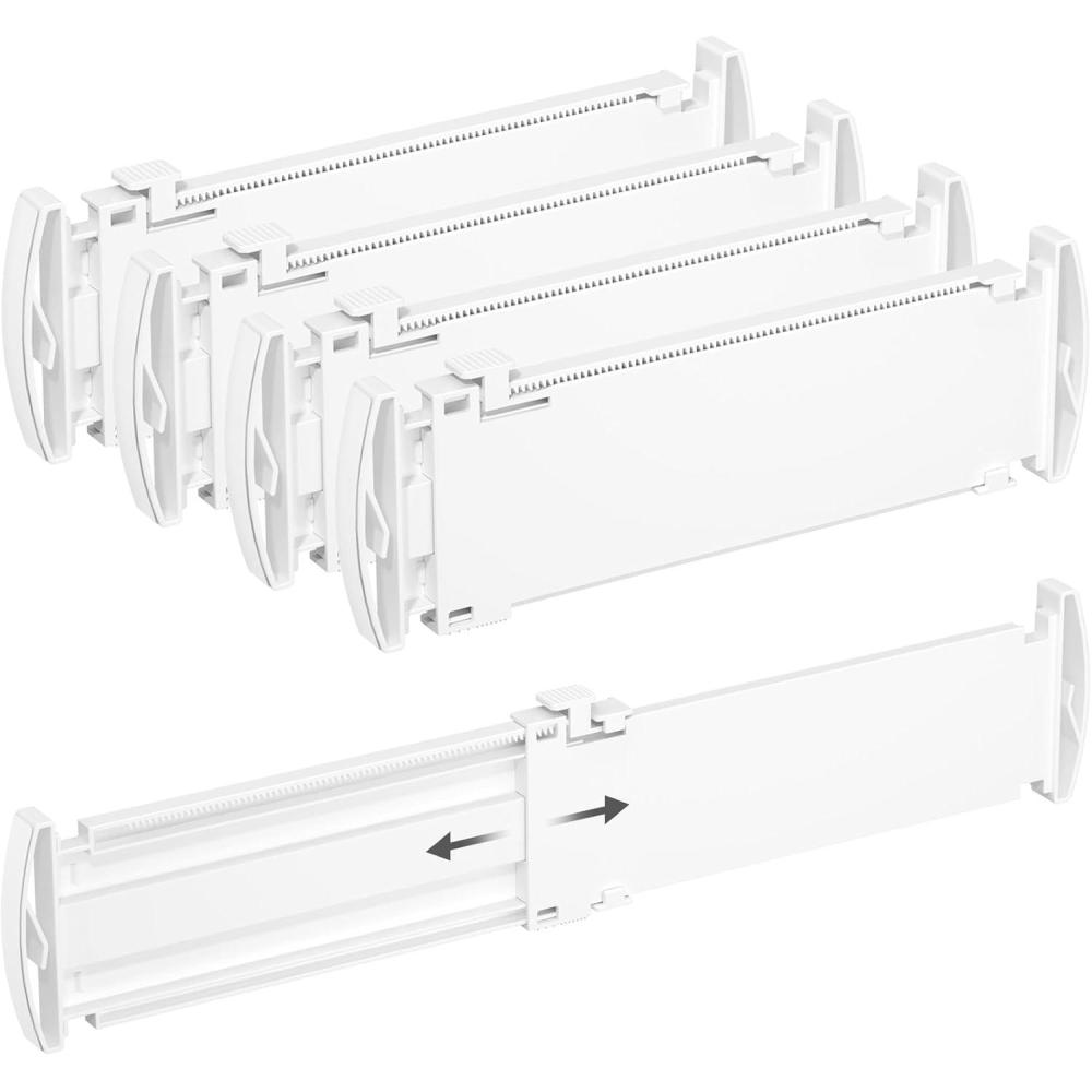 imageLifewit 32 Tall 4 Pack Drawer Dividers 26542cm102165 Expandable Drawer Divider for Clothes Adjustable Dresser Drawer Organizers Drawers Separators for DresserBathroomKitchen White