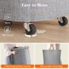 Lifewit 85L Plastic Laundry Basket with Lid, Large Clothes Hamper with Wheels and Removable Bag, Tall Collapsible Rolling Storage Bin for Dorm Bedroom Bathroom, Beige(Light Gray)