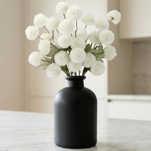 Lifewit Beige Artificial Flower for Vase, 10 Pcs Faux Silk Mums Ball with Long Stems and 2 Pcs Eucalyptus Stems for Home Decor, Fake Small Kiku for Floral Arrangement, Pom Pom for Centerpieces(White)