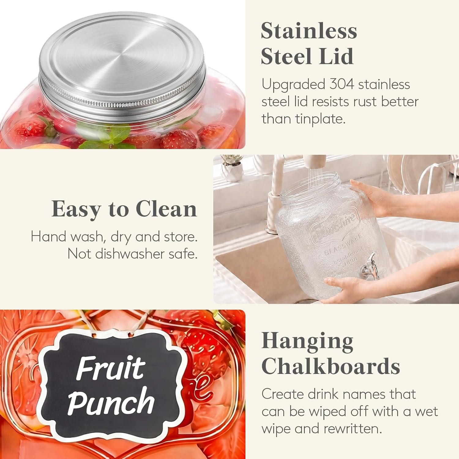 image:imageLifewit 1 Gallon Glass Drink Dispenser for Parties Beverage Container with Stand for JuiceTeaSoda amp Lemonade Water Pitcher with Leakproof Spigot for Mimosa Bar Birthday Wedding Hosting 2 Pcs2 Gallon