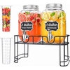Lifewit 1 Gallon Glass Drink Dispenser for Parties, Beverage Container with Stand for Juice/Tea/Soda & Lemonade, Water Pitcher with Leakproof Spigot for Mimosa Bar, Birthday, Wedding Hosting, 2 Pcs(1 Gallon)