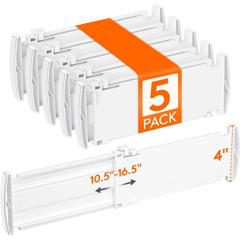 image:imageLifewit Drawer Dividers for Clothes 32 High 105165 Expandable Dresser Drawer Organizers Adjustable White Plastic Separators for Kitchen Cabinet Nursery Socks amp Underwear Storage 4 Pack5
