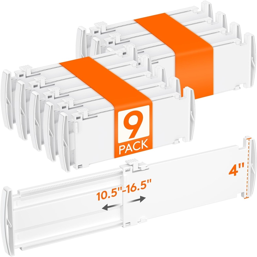 image:imageLifewit Drawer Dividers for Clothes 32 High 105165 Expandable Dresser Drawer Organizers Adjustable White Plastic Separators for Kitchen Cabinet Nursery Socks amp Underwear Storage 4 Pack9