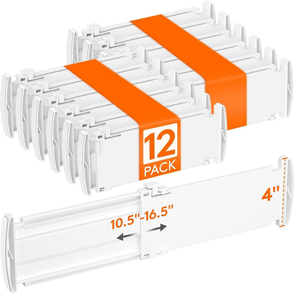 image:imageLifewit Drawer Dividers for Clothes 32 High 105165 Expandable Dresser Drawer Organizers Adjustable White Plastic Separators for Kitchen Cabinet Nursery Socks amp Underwear Storage 4 Pack12