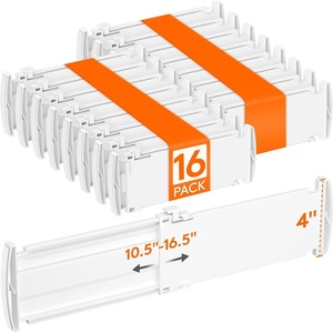 Lifewit Drawer Dividers for Clothes, 3.2″ High 10.5″-16.5″ Expandable Dresser Drawer Organizers, Adjustable White Plastic Separators for Kitchen, Cabinet, Nursery, Socks & Underwear Storage, 4 Pack(16)