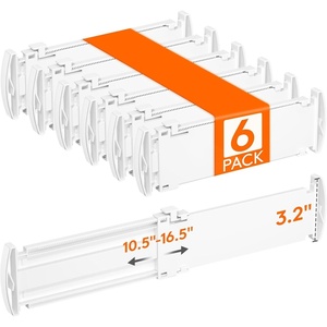 Lifewit Drawer Dividers for Clothes, 3.2″ High 10.5″-16.5″ Expandable Dresser Drawer Organizers, Adjustable White Plastic Separators for Kitchen, Cabinet, Nursery, Socks & Underwear Storage, 4 Pack(6)
