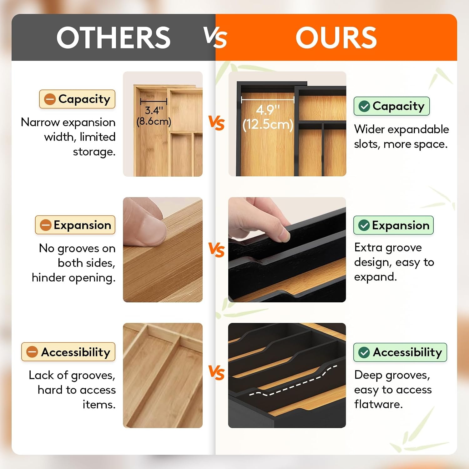 image:imageLifewit Silverware Drawer Organizer Expandable Utensil Tray for Kitchen Flatware and Cutlery Holder Wood Adjustable Storage for Spoons Forks Knives 102181 x 167 NaturalNatural Black