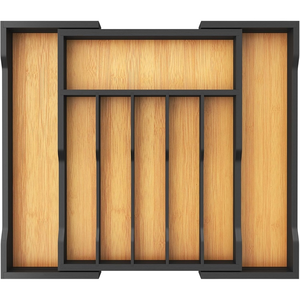 image:imageLifewit Silverware Drawer Organizer Expandable Utensil Tray for Kitchen Flatware and Cutlery Holder Wood Adjustable Storage for Spoons Forks Knives 102181 x 167 NaturalNatural Black