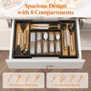 Lifewit Silverware Drawer Organizer, Expandable Utensil Tray for Kitchen, Flatware and Cutlery Holder, Wood Adjustable Storage for Spoons Forks Knives, 10.2-18.1 x 16.7, Natural(Natural & Black)