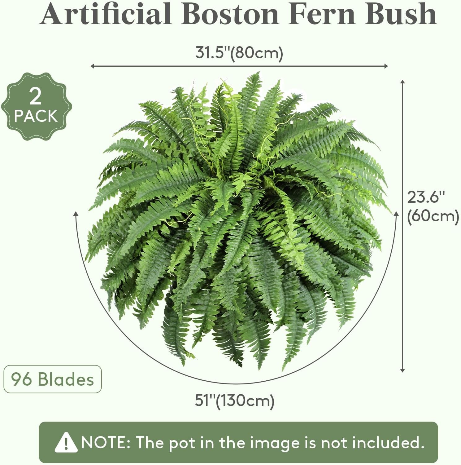 image:imageLifewit Artificial Fern Bush Faux Fern Plant with 96 Large Fern Fronds51 96 Fronds