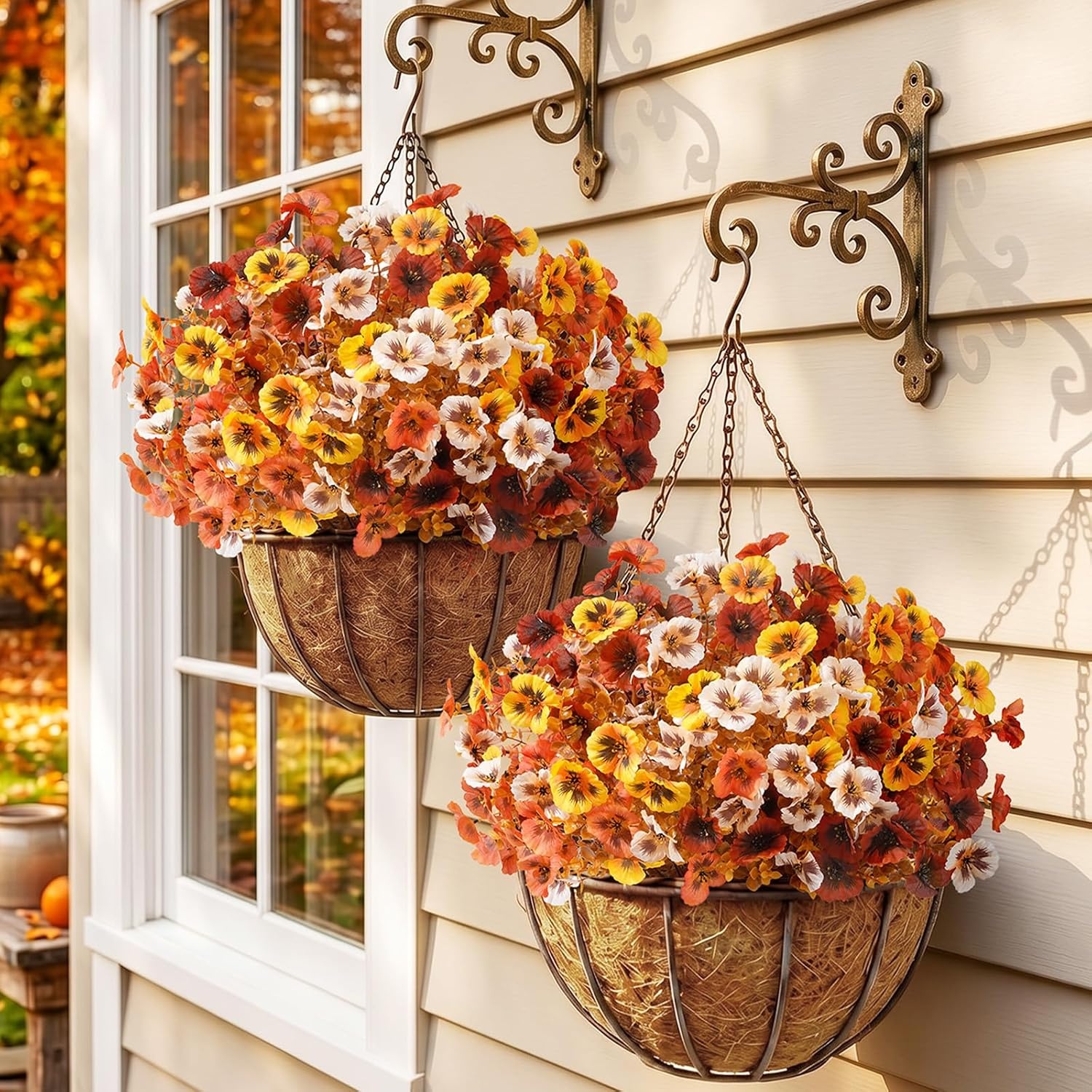 image:imageLifewit Fall Artificial Flowers for Outdoor Faux Flowers for Garden DecorOrange Brown