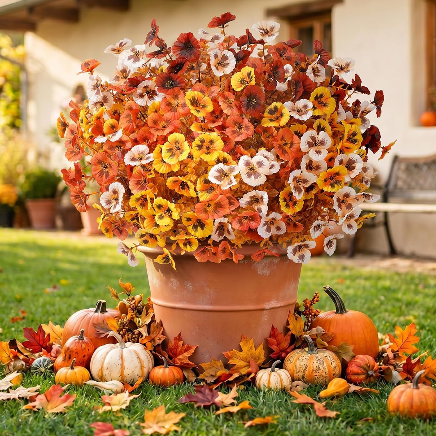 image:imageLifewit Fall Artificial Flowers for Outdoor Faux Flowers for Garden DecorOrange Brown