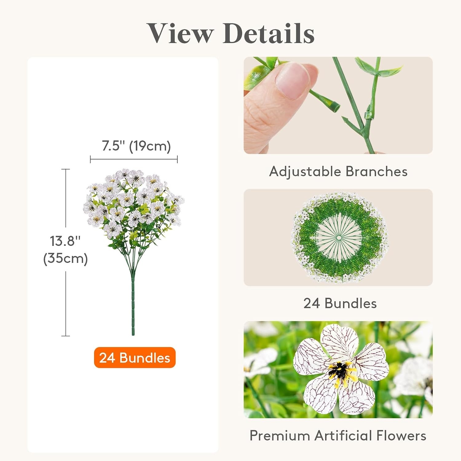 image:imageLifewit Fall Artificial Flowers for Outdoor Faux Flowers for Garden DecorWhite