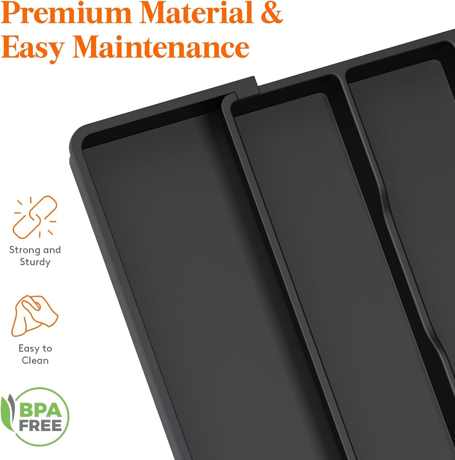 image:imageLifewit Utensil Organizer for Kitchen Drawers Expandable Utensil TrayBlack