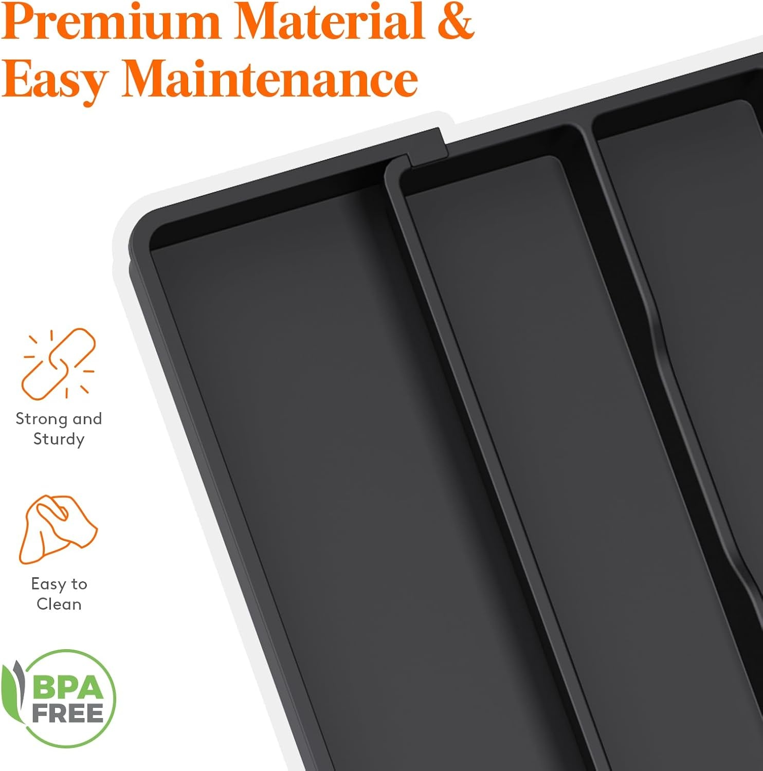 image:imageLifewit Utensil Organizer for Kitchen Drawers Expandable Utensil TrayBlack