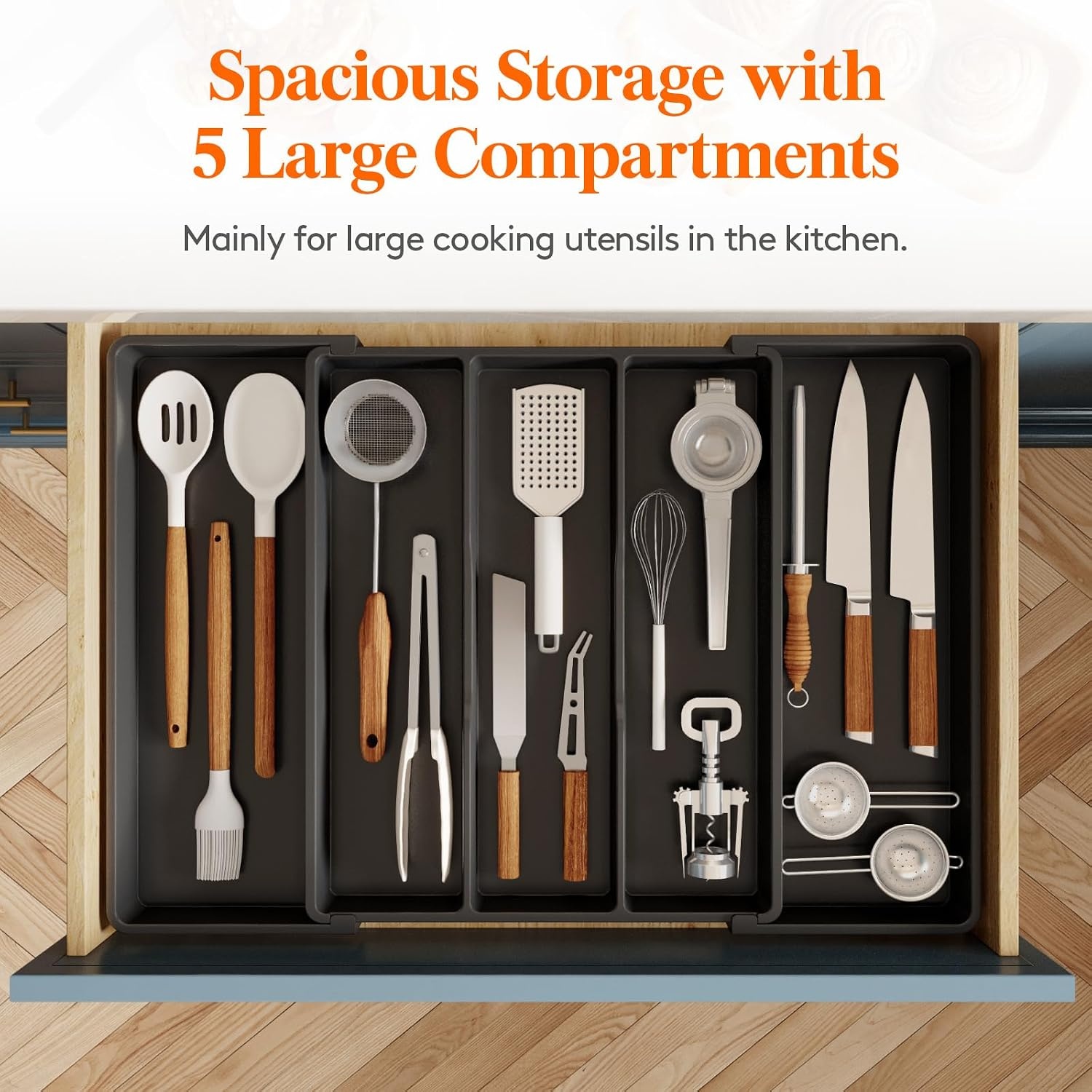 image:imageLifewit Utensil Organizer for Kitchen Drawers Expandable Utensil TrayBlack