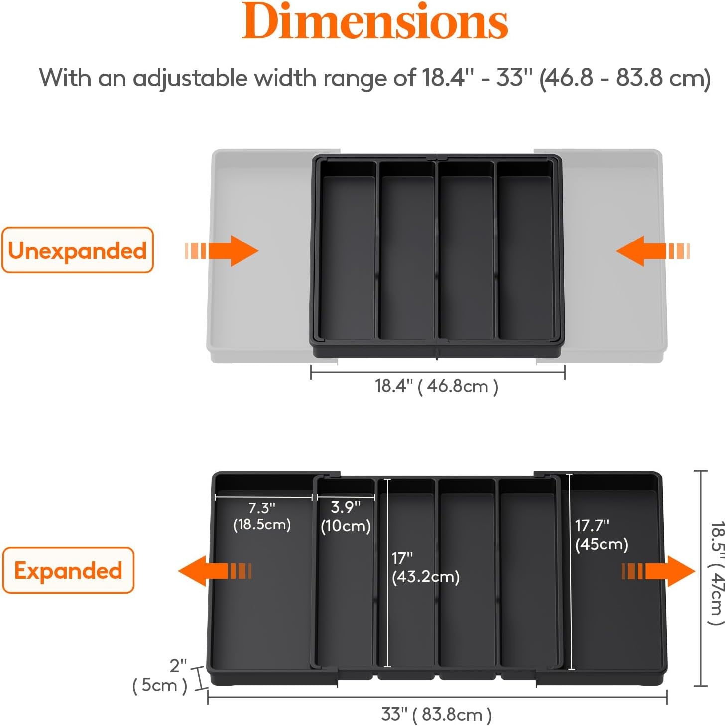 image:imageLifewit Utensil Organizer for Kitchen Drawers Expandable Utensil TrayBlack