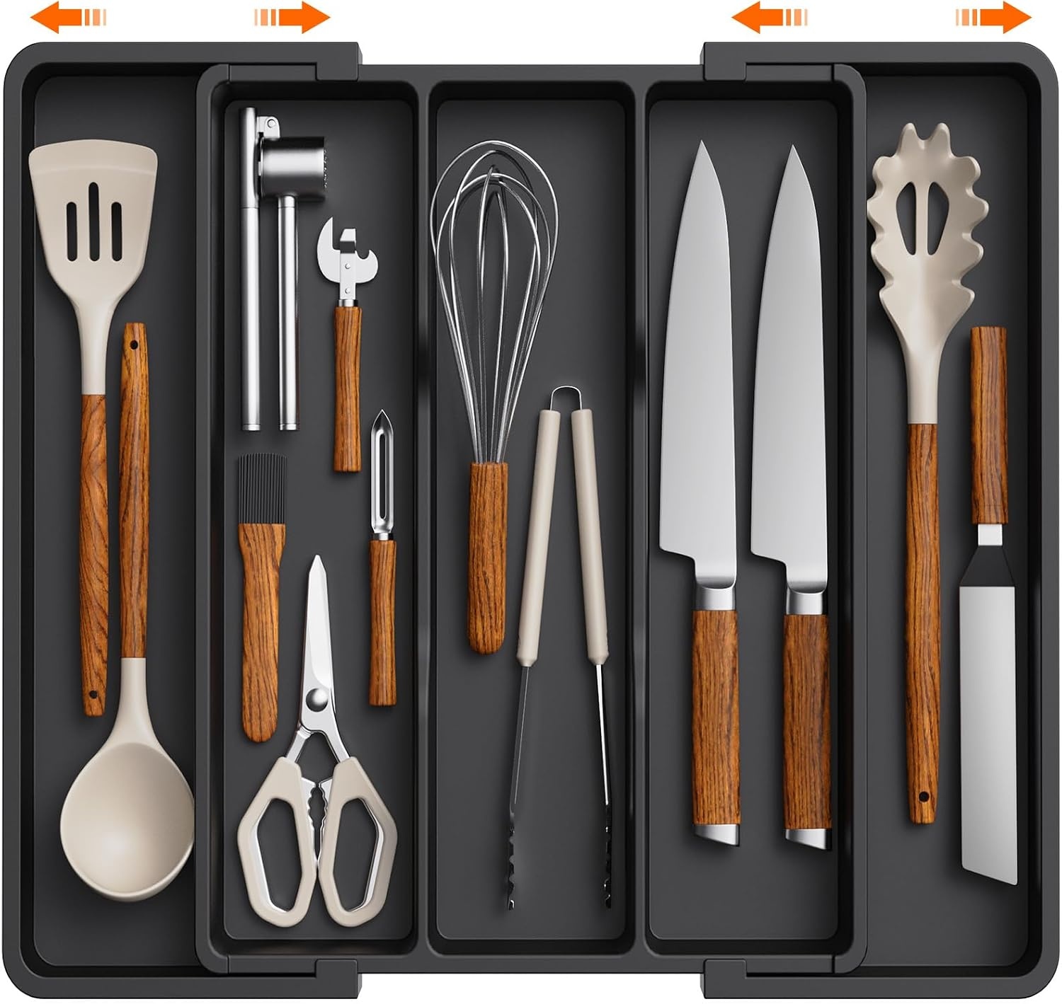 image:imageLifewit Utensil Organizer for Kitchen Drawers Expandable Utensil TrayBlack