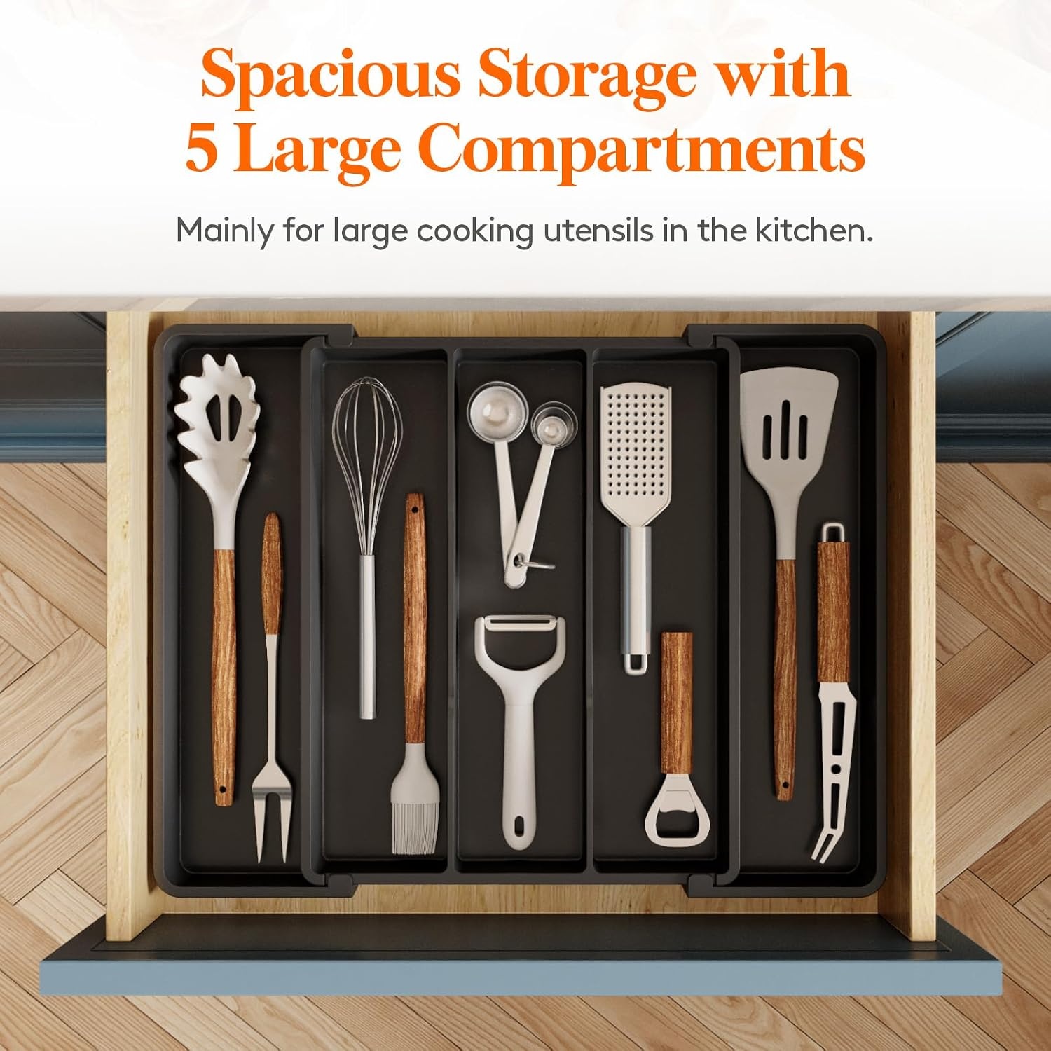 image:imageLifewit Utensil Organizer for Kitchen Drawers Expandable Utensil TrayBlack