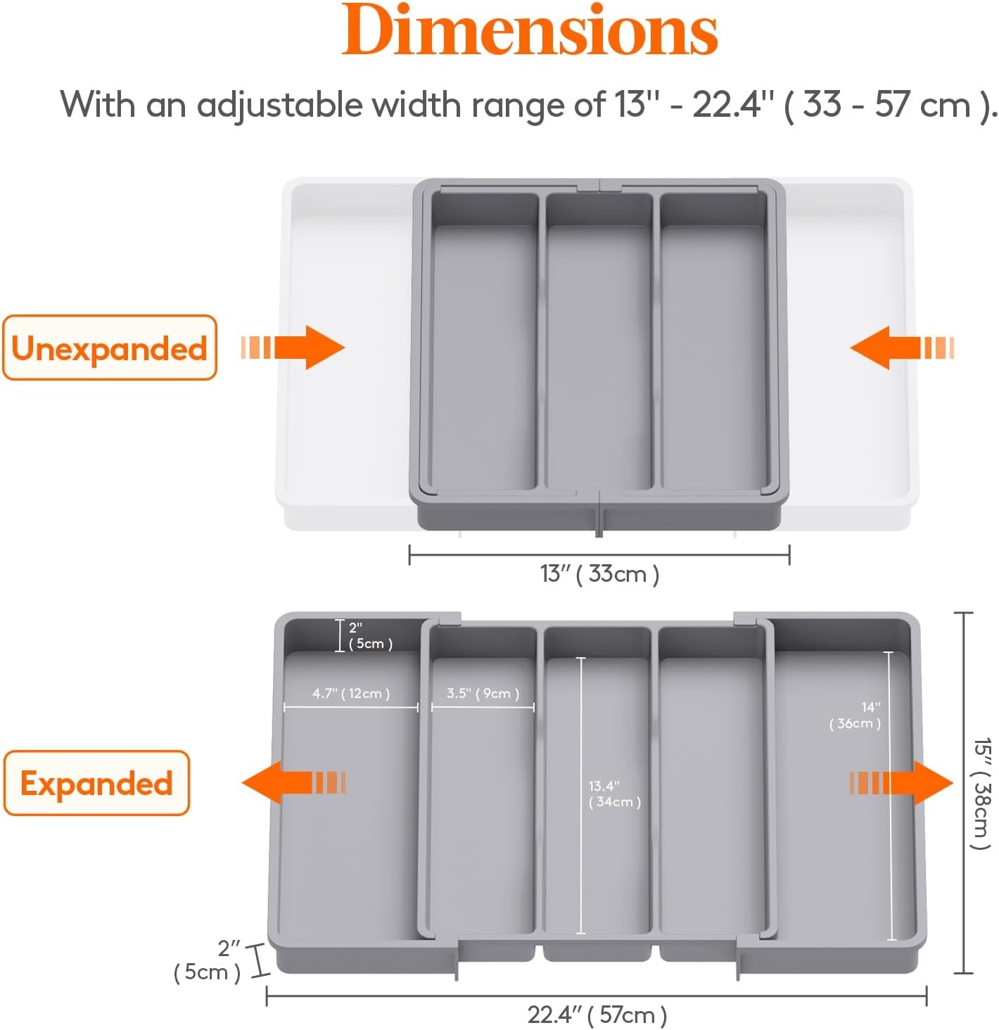 image:imageLifewit Utensil Organizer for Kitchen Drawers Expandable Utensil TrayGray