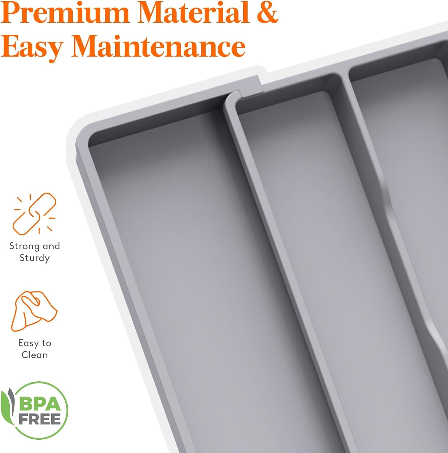 image:imageLifewit Utensil Organizer for Kitchen Drawers Expandable Utensil TrayGray