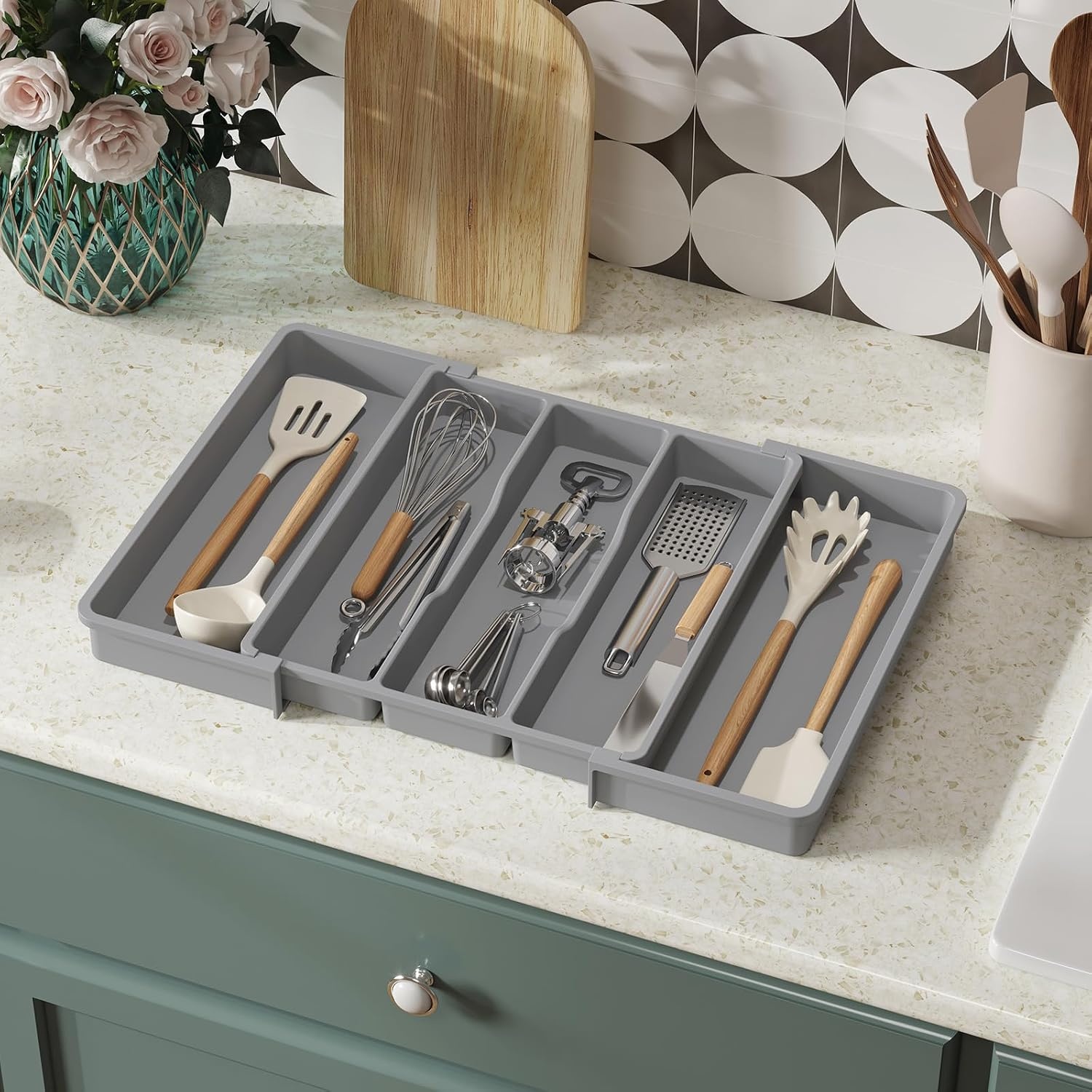 image:imageLifewit Utensil Organizer for Kitchen Drawers Expandable Utensil TrayGray