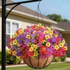 Lifewit 12 Bundles Artificial Hanging Flowers Baskets for Outdoor Decor(4 Mix Color(fuchsia Purple Yellow Red))