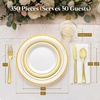 Lifewit 350PCS Gold Plastic Pre-Wrapped Tableware Sets for 50 Guests(Gold)