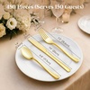 Lifewit Silver Plastic Silverware, Disposable Heavy Duty flatware Set(Gold)