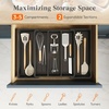 Lifewit Utensil Organizer for Kitchen Drawers, Expandable Utensil Tray(Black)