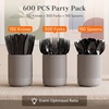 Lifewit White Plastic Silverware, Disposable Heavy Duty flatware Set(Black)