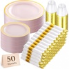 Lifewit 350PCS Gold Plastic Pre-Wrapped Tableware Sets for 50 Guests(Pink)