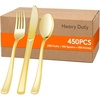 Lifewit Silver Plastic Silverware, Disposable Heavy Duty flatware Set(Gold)