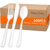 Lifewit White Plastic Silverware, Disposable Heavy Duty flatware Set(White)