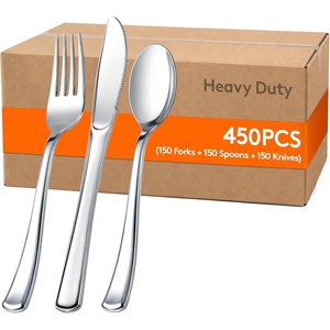 Lifewit Silver Plastic Silverware, Disposable Heavy Duty flatware Set(Silver)